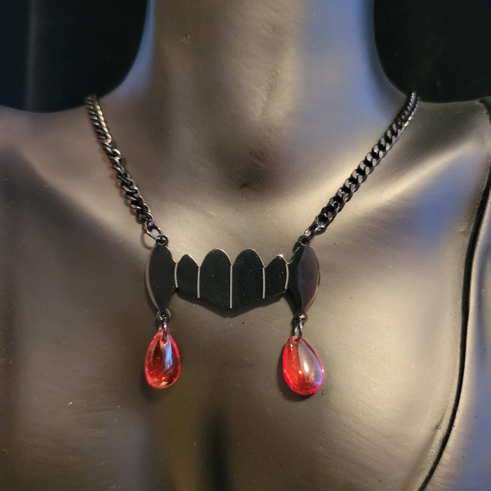 2/$20 Halloween Vampire Teeth & Blood Necklace